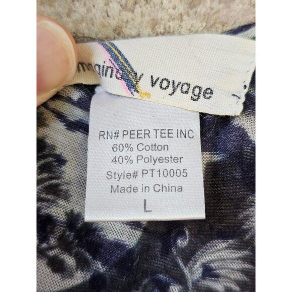 ALK Women's L Imaginary Voyage Purple Distressed Short Sleeve Tee Shirt T-Shirt - Picture 4 of 5